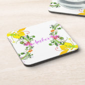 Hibisken Blume tropische Sommerblumen Getränkeuntersetzer (Linke Seite)