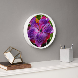 Hibisken-Blume Wanduhr