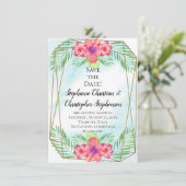 Hibisken Blume Wasserfarben Strand Save the Date Einladung (Stehend Vorderseite)