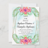 Hibisken Blume Wasserfarben Strand Save the Date Einladung (Vorderseite)