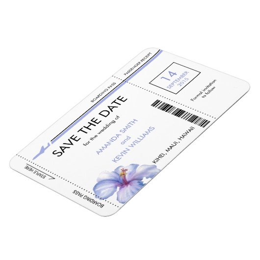 Hibisken Boarding Pass die Datumsmagnete auf Magnet (Linke Seite)