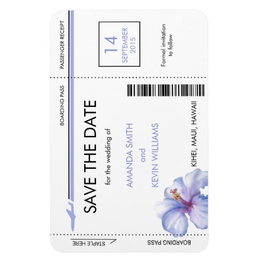 Hibisken Boarding Pass die Datumsmagnete auf Magnet (Vertikal)