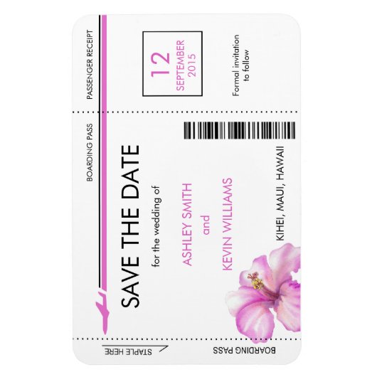 Hibisken Boarding Pass die Datumsmagnete auf Magnet (Vertikal)