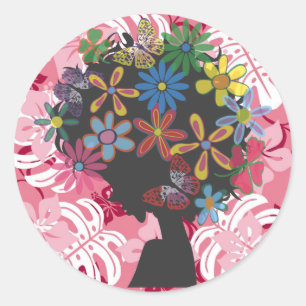 Hibisken×Bomber Head Runder Aufkleber