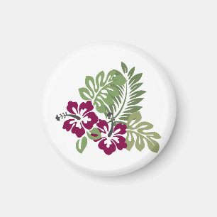 Hibisken Burgundy Foliage Decoration Floral Golf B Magnet