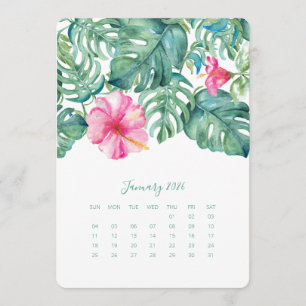 Hibisken der Januar-Desktop-Kalenderkarte Menükarte