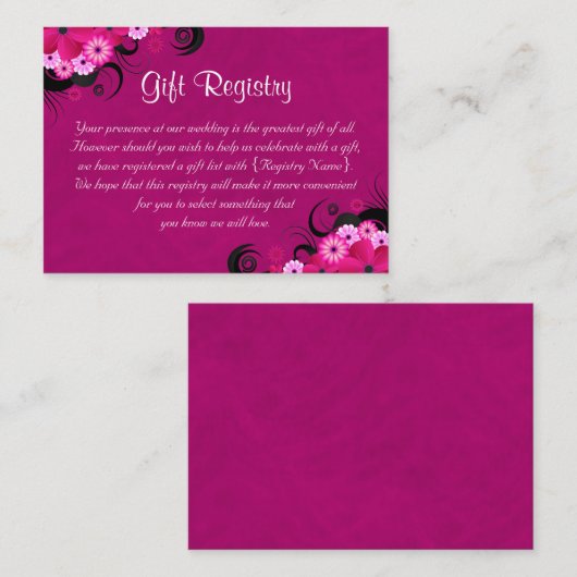 Hibisken Fuchsia Mini Wedding Gift Registry Begleitkarte (Vorne/Hinten)