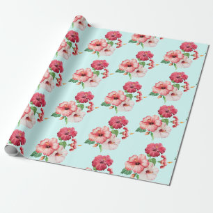 Hibisken mit benutzerdefinierbarem Hintergrund Geschenkpapier