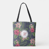 Hibisken mit Blumenmuster Monogramm Totbeutel Tasche (Rückseite)
