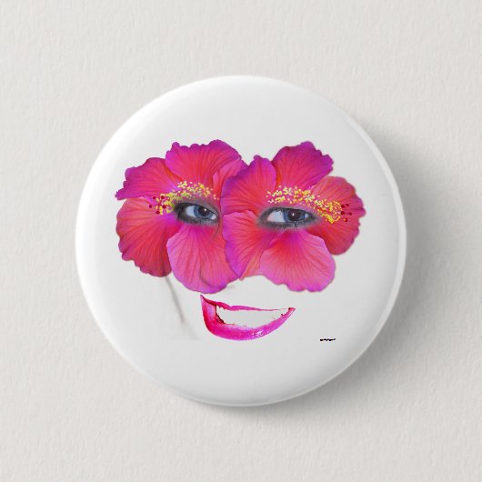 Hibisken mit Lächeln - Rosa Button (Vorderseite)