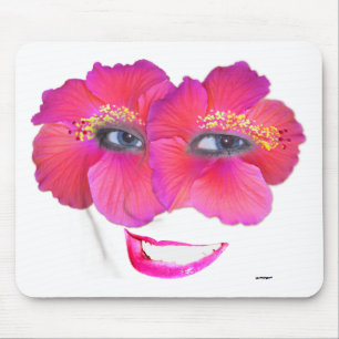 Hibisken mit Lächeln - Rosa Mousepad