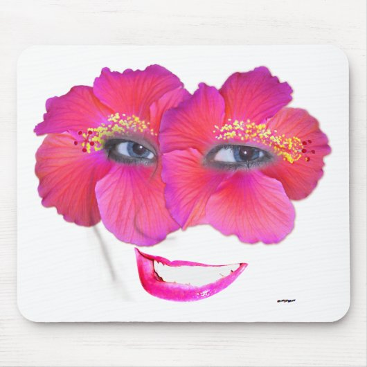 Hibisken mit Lächeln - Rosa Mousepad (Vorne)