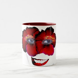 Hibisken mit Lächeln - rot und schwarz Zweifarbige Tasse