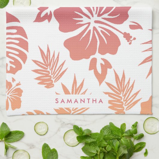 Hibisken Muster Geschirrtuch (Gefaltet)