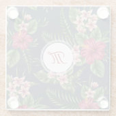 Hibisken-Muster Monogramm-Untersetzer Glasuntersetzer (Rückseite)