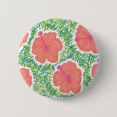 Hibisken Pop Art Pattern Button (Vorderseite)