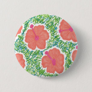 Hibisken Pop Art Pattern Button