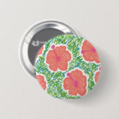 Hibisken Pop Art Pattern Button (Vorne & Hinten)