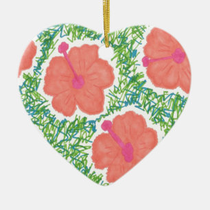 Hibisken Pop Art Pattern Keramik Ornament