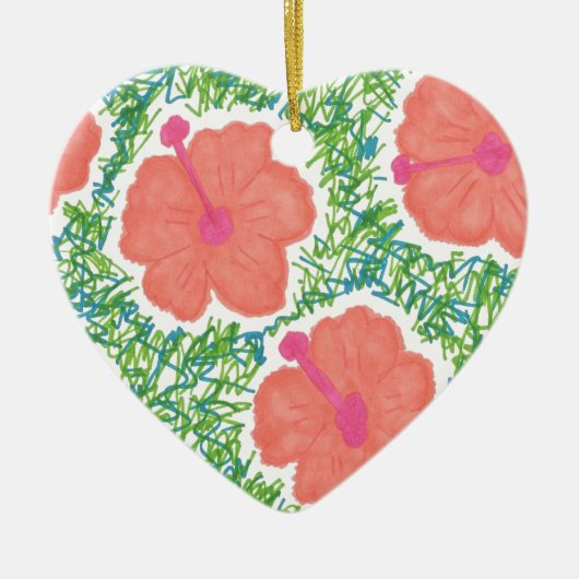 Hibisken Pop Art Pattern Keramik Ornament (Vorne)