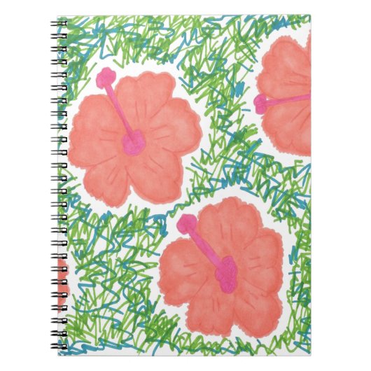 Hibisken Pop Art Pattern Notizblock (Vorderseite)