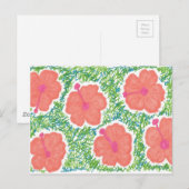 Hibisken Pop Art Pattern Postkarte (Vorne/Hinten)