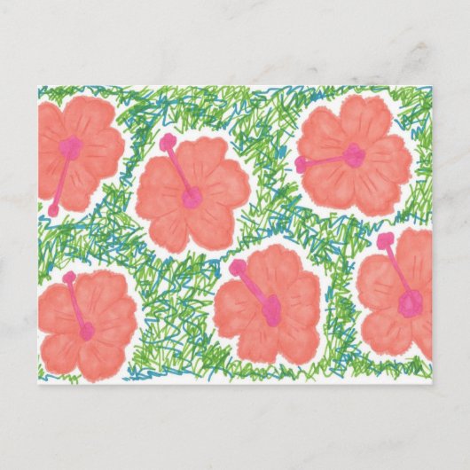 Hibisken Pop Art Pattern Postkarte (Vorderseite)