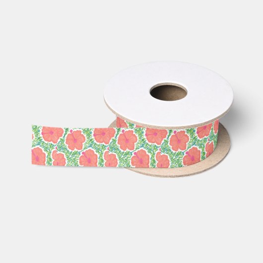 Hibisken Pop Art Pattern Satinband (Spule)