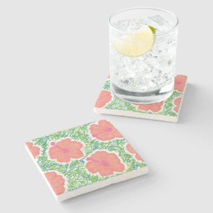 Hibisken Pop Art Pattern Steinuntersetzer