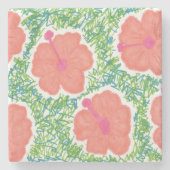 Hibisken Pop Art Pattern Steinuntersetzer (Vorderseite)