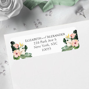 Hibisken Tropical Wedding Return Address Label