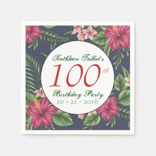 Hibiskus-100. Geburtstags-Party-Papierserviette Serviette