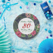 Hibiskus 80. Geburtstagsparty-Papiertafel Pappteller (Party)