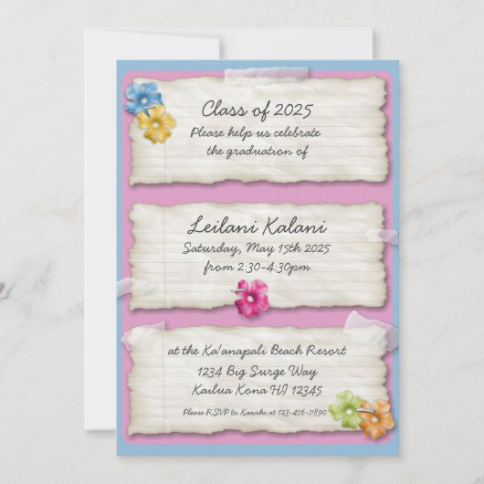 Hibiskus-Abschluss für künstlerisches Ripppapier l Einladung (Vorderseite)