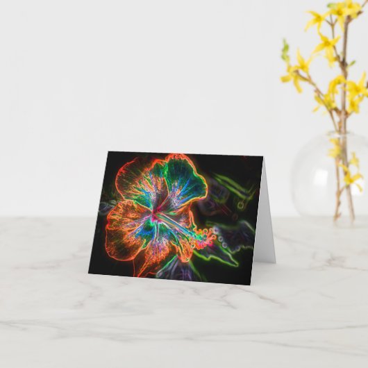 Hibiskus Abstrakte Blume Art Note Card Karte (Gelbe Blume)