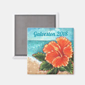 "Hibiskus am Strand" Custom 2" Square Magnet (Vorderseite/Rückseite)