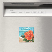 "Hibiskus am Strand" Custom 2" Square Magnet (In Situ (Geschirrspüler))