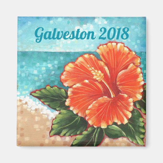 "Hibiskus am Strand" Custom 2" Square Magnet (Vorne)