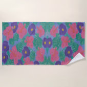Hibiskus Aquarell Print Beach Handtuch (Vorderseite)