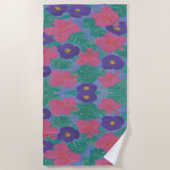 Hibiskus Aquarell Print Beach Handtuch (Vorderseite)