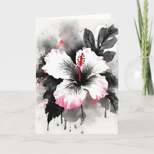 Hibiskus - Aquarellblumen Karte (Vorderseite)