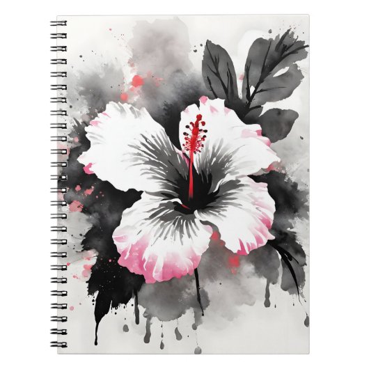 Hibiskus - Aquarellblumen Notizblock (Vorderseite)