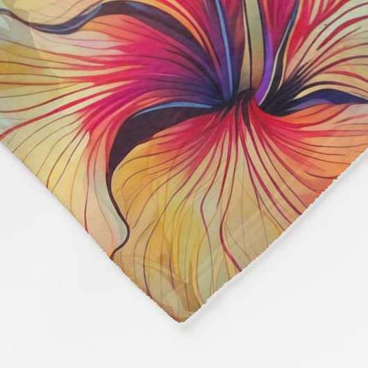 Hibiskus - Aquarellfarben - Blüten 1 Fleecedecke (Ecke)