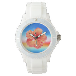 Hibiskus-Armbanduhr mit farbigen Regenbogenfarben Armbanduhr
