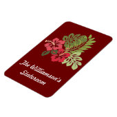 Hibiskus auf der braunen Stateroom-Türmarkierung Magnet (Linke Seite)