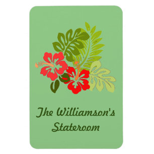 Hibiskus auf grüner Stateroom Tür-Markierung Magnet