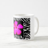 Hibiskus auf Zebra Print-Tasse Kaffeetasse (VorderseiteRechts)