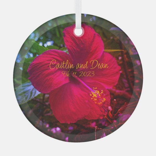 Hibiskus aus Glas Ornament Aus Glas (Vorderseite)