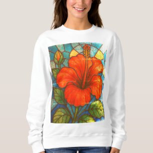 Hibiskus aus Hartglas Sweatshirt