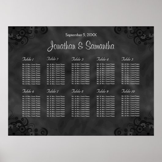 Hibiskus Black 10 Tables Hochzeitssender Poster (Vorne)